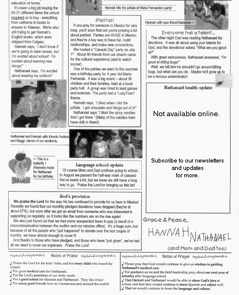 Notes from the Cottrills, August 2007 b