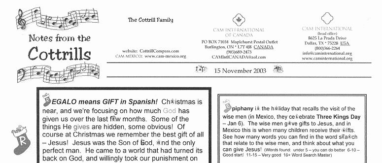 November 2003 newsletter a